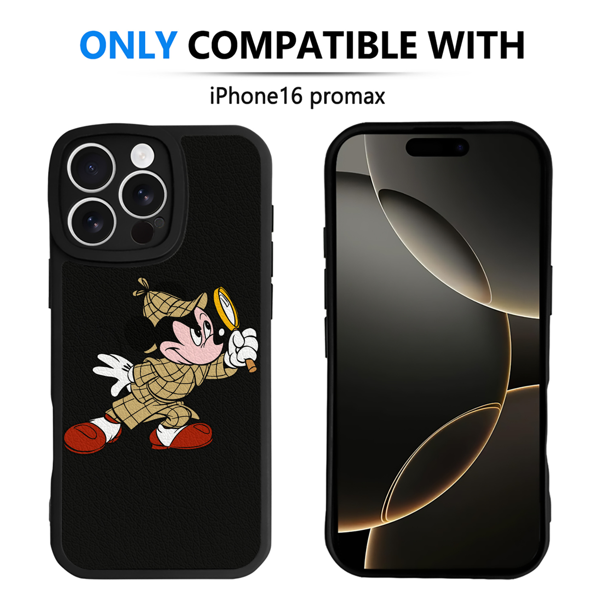 （画像用） ミッキーマウス Mickey Mouse 【iPhone 16シリーズ対応】シリコンスマホケース（レザー調） 材質：シリコン